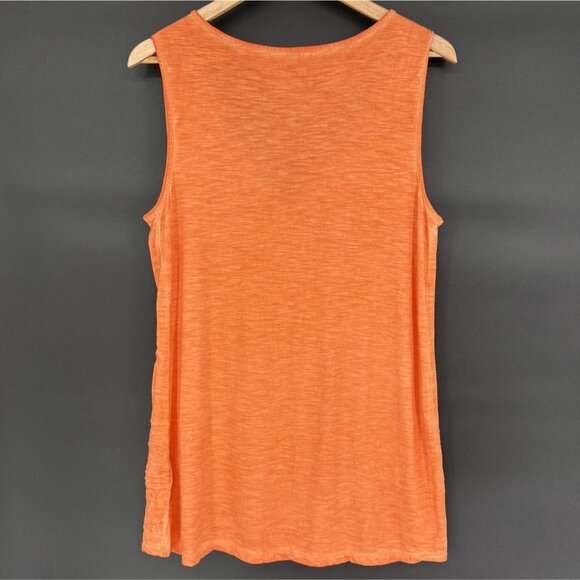 Soft Surroundings Floral Embroidered Sleeveless Tunic Top S Orange Coastal Modal - Picture 2 of 9